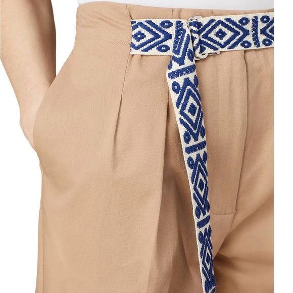 Mira Mikati Boho Khaki Pleaded Cropped Cotton Pants Size EU 36 (2/4) Coastal - Picture 4 of 11